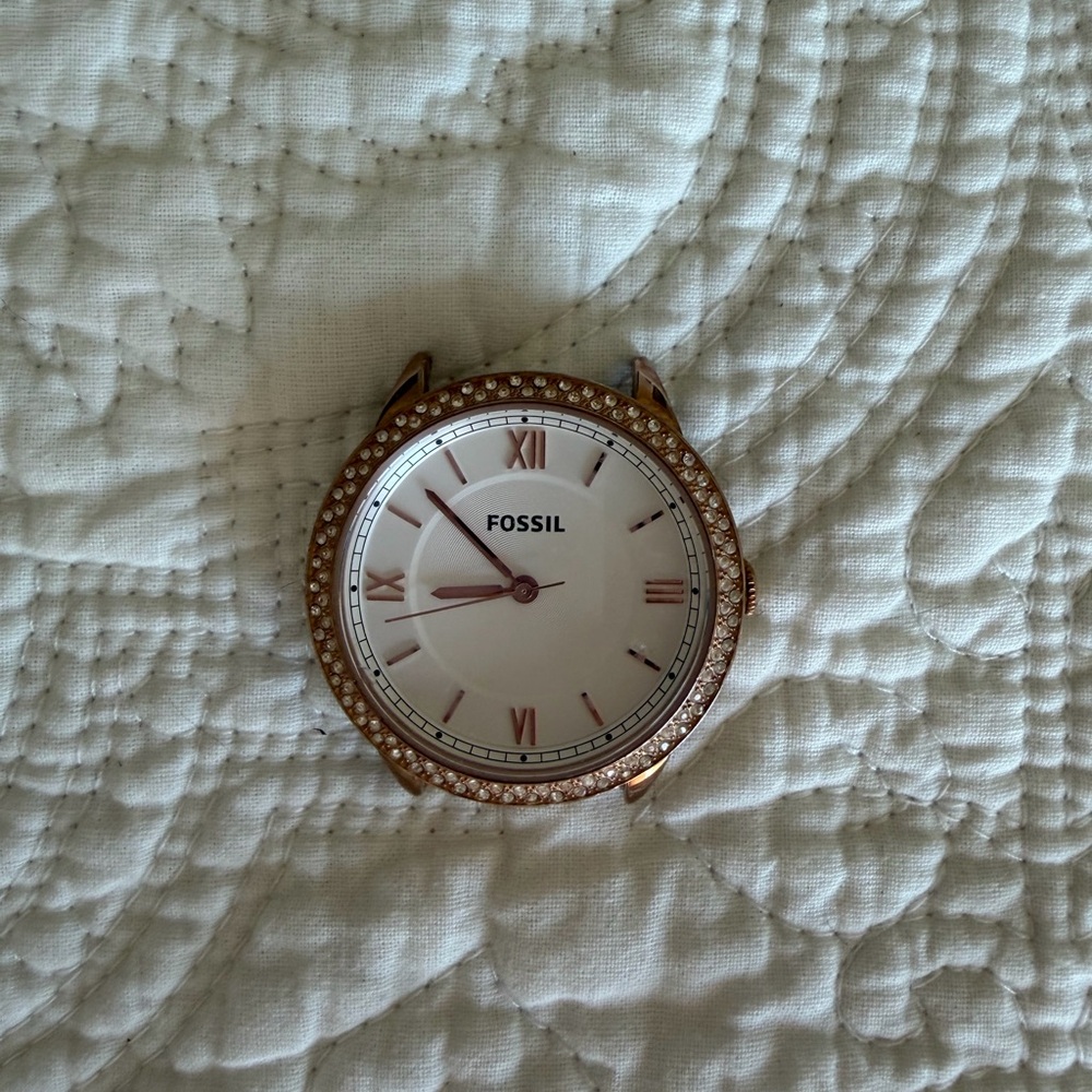Fossil Rose Gold Watch Face with White Dial